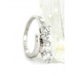 Finger Ring - 925 Sterling Silver - Fleur de Lis Charm with Austrian Crystals - RN-PRG9077